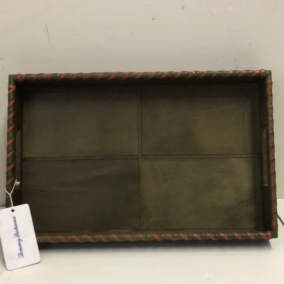Tommy Bahamas Leather Handled Serving Tray - Picture 1 of 3